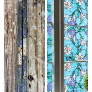New Art Home Privacy Window Film Glass Film 2 Rolls Orchid Lilly Blue 35.4 X 100